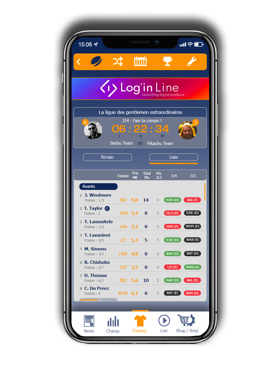 Base de données - Mockup application FRW 