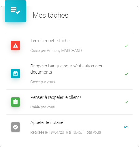 Tâches application Actelo - produit Log'in Line